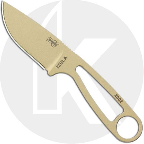 ESEE Knives IZULA-DT Desert Tan Drop Point Neck Knife - Black Molded Sheath