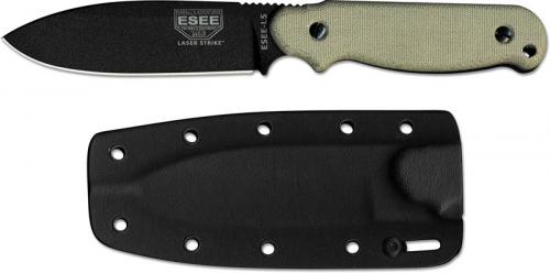ESEE Knives ESEE-LS-P-E Laser Strike Black Drop Point - Removable Micarta Handle - Black Molded Sheath