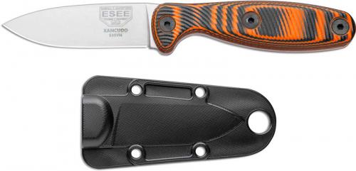 ESEE Knives Xancudo - XAN2-006 - Stonewash S35V Spear Point - Solid Orange / Black 3D G10 Handle - Black Molded Sheath