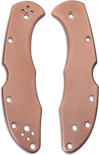 Flytanium Custom Copper Scales for Spyderco Delica 4 Knife - Antique Stonewash Finish