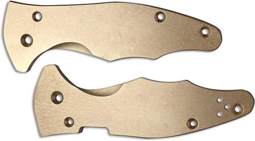Flytanium Custom Brass Scales for Spyderco Yojimbo 2 Knife - Antique Stonewash Finish