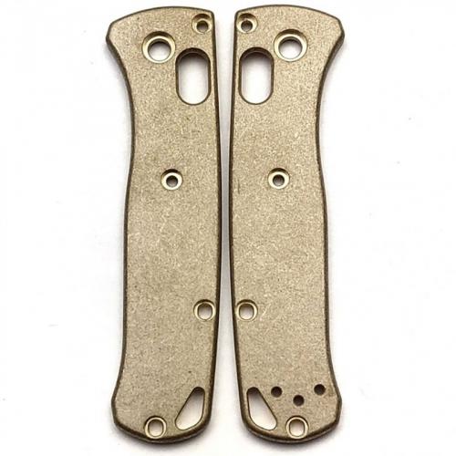 Flytanium Custom Brass Scales for Benchmade Mini Bugout Knife - Antique Stonewash Finish