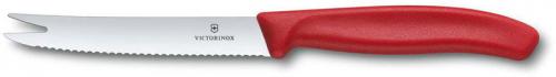 Victorinox Slice and Serve - 6.7861 Paring Knife - 4.3 Inch Wavy Blade with Fork Tip - Red Polypropylene Handle