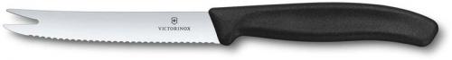 Victorinox Slice and Serve - 6.7863 Paring Knife - 4.3 Inch Wavy Blade with Fork Tip - Black Polypropylene Handle