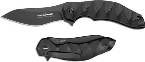 Fox Knives FX-302G10 Jens Anso Flipper Folding Knife Black Drop Point Black G10 Made In Italy