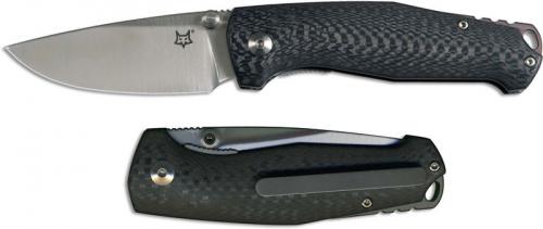 Fox Knives TUR FX-528 Jesper Voxnaes EDC Satin Drop Point Black Carbon Fiber Folding Knife