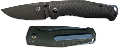 Fox Knives TUR FX-528 B Jesper Voxnaes EDC Black Drop Point Black Carbon Fiber Folding Knife