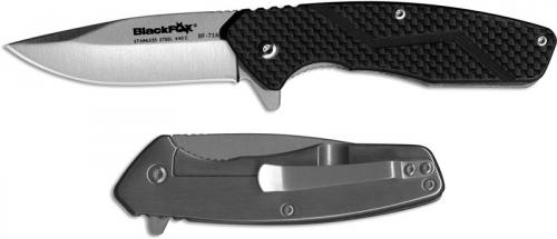 BlackFox Carbonix BF-716 EDC Drop Point Black Carbon Fiber Flipper Folding Knife