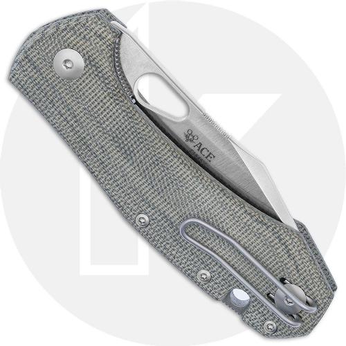 GiantMouse ACE Atelier Knife - Satin Elmax - Green Canvas Micarta