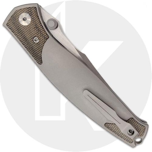 GiantMouse GM14 Knife - Satin Uddeholm Vanax Modified Clip Point - Titanium / Green Canvas Micarta Inaly