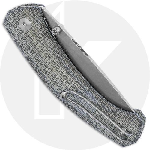 GiantMouse ACE Iona V2 Knife - Stonewash MagnaCut - Green Canvas Micarta