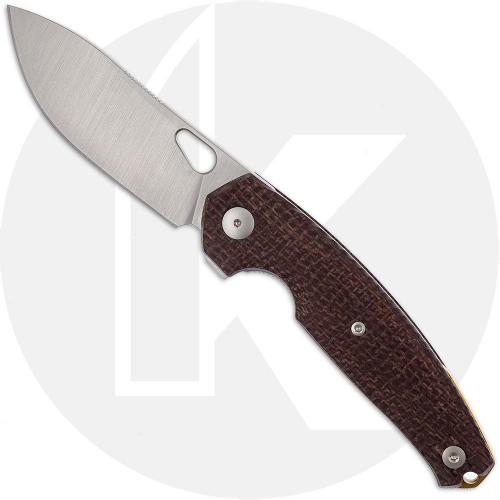 GiantMouse ACE Jagt Knife - Satin Elmax Drop Point - Burlap Micarta - Flipper Folder