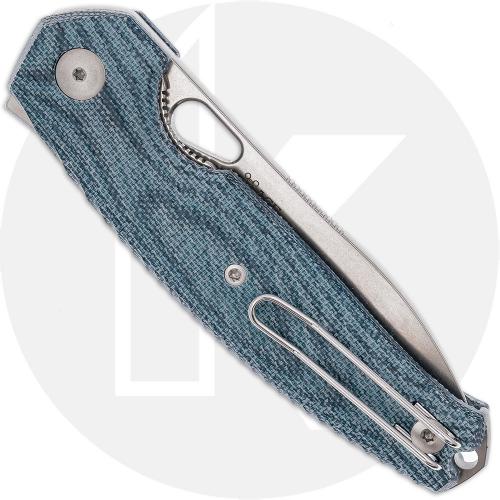 GiantMouse ACE Jagt Knife - Stonewash Elmax Drop Point - Denim Micarta - Flipper Folder