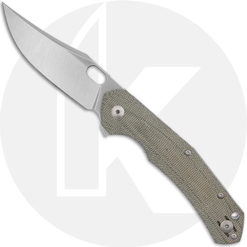 GiantMouse ACE Jutland Knife - Satin Elmax - Green Canvas Micarta - Flipper Folder