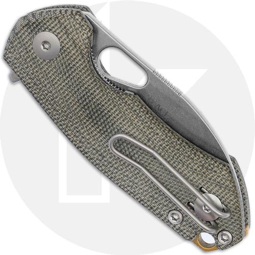 GiantMouse ACE Riv LL Knife - Stonewash MagnaCut - Green Canvas Micarta - Flipper Folder