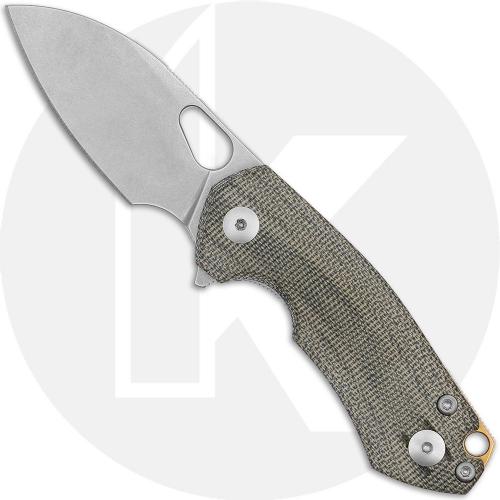 GiantMouse ACE Riv LL Knife - Stonewash MagnaCut - Green Canvas Micarta - Flipper Folder