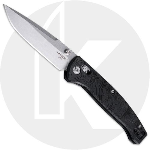 Hogue Mysto (Metal) Manual Folder 24457 Knife - Tumbled CPM MagnaCut Clip Point - Black Diamond Richlite - ABLE Lock - USA Made