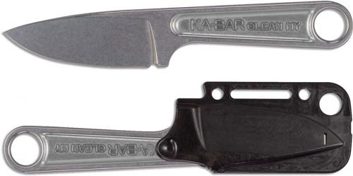 KABAR Wrench Knife 1119 - Single Piece Stonewash Stainless Steel - Drop Point Blade - USA Made