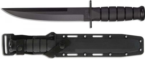KABAR Modified Tanto 1266 - Fighting Utility Knife - Black Fixed Blade - Kraton G Handle - USA Made