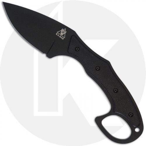 KABAR TDI Pocket Strike 2491 - Compact EDC Fixed Blade - Black Drop Point - Black Nylon / Fiberglass with Ring Pommel