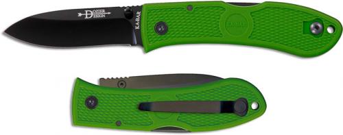 KABAR Dozier Folding Hunter 4062KG - Bob Dozier EDC - Black Drop Point - Kelly Green Zytel - Lockback Folder