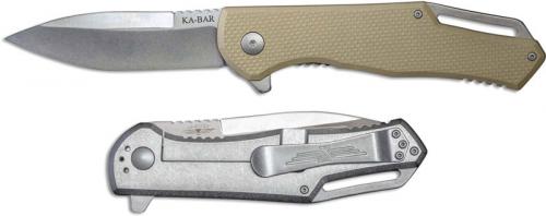 KABAR Jarosz Flipper Knife 7509 EDC Spear Point Desert G10 and Titanium Frame Lock Folder