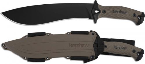 Kershaw 1077TAN Camp 10 Black Carbon Steel Camp Knife with Tan Rubber Handle