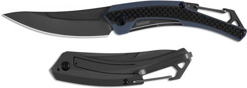 Kershaw 1225 Reverb XL Black Blade Blue G10 with Carbon Fiber Front, Black Steel Frame Lock with Carabiner and Clip