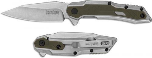 Kershaw Salvage 1369 - SpeedSafe Assist - Stonewash Reverse Tanto - SS with Olive GFN - Flipper Folder