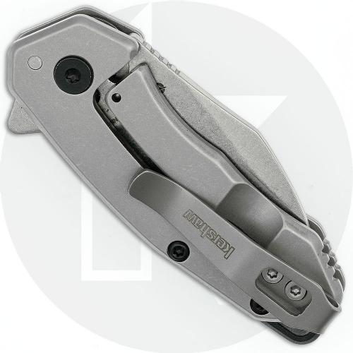 Kershaw Rate 1408 Knife - Assisted - Stonewash Wharncliffe - Bead-Blasted Stainless Steel - Flipper Folder