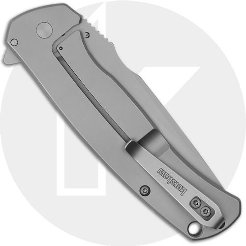 Kershaw Scour 1416 Knife - Assisted - Bead Blast 8Cr13MoV Drop Point - Bead Blast Stainless Steel - Flipper Folder