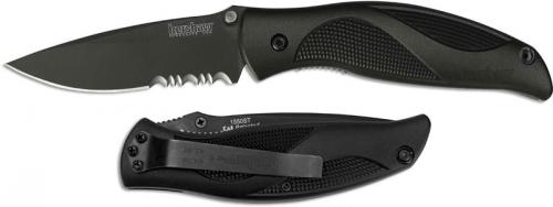 Kershaw Knives, KE-1550ST Black Out Part Serrated Edge