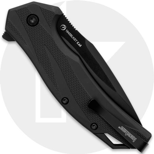 Kershaw Lateral 1645BLKST Knife - Assisted - Black Part Serrated Blade - Black GRN - Flipper Folder