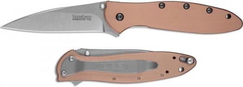 Kershaw Leek Copper 1660CU - Stonewash CPM 154 Drop Point - Copper Handle - SpeedSafe Assist - Flipper Folder - USA Made