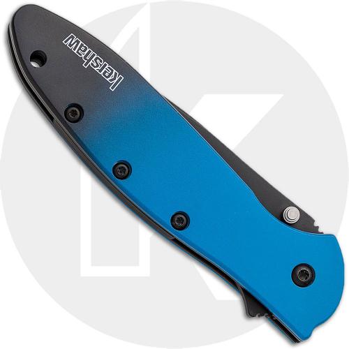 Kershaw Leek 1660GBLUBLK Knife - Assisted - MagnaCut Blade - Blue/Black Gradient Aluminum - Flipper Folder - USA Made