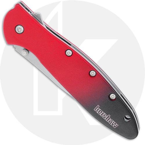 Kershaw Leek 1660GRD Knife - Assisted - MagnaCut Blade - Red/Black Gradient Aluminum - Flipper Folder - USA Made