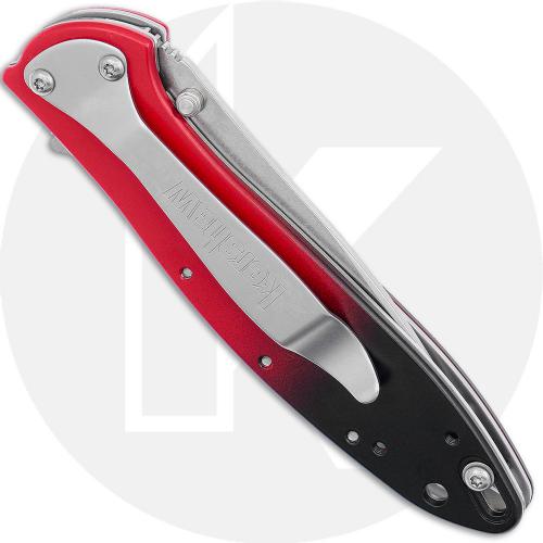 Kershaw Leek 1660GRD Knife - Assisted - MagnaCut Blade - Red/Black Gradient Aluminum - Flipper Folder - USA Made