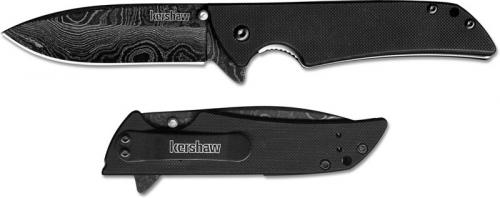 Kershaw Skyline 1760DAM Limited Damascus Flipper Folder Black G10 Handle USA Made