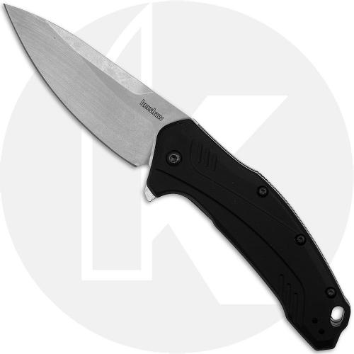 Kershaw Link 1776BLKMAG Knife - Stonewash Magnacut Drop Point - Black Aluminum - SpeedSafe Assist - USA Made
