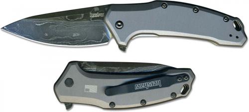 Kershaw Link 1776GRYDAM Limited Damascus Flipper Folder Assisted Opening Gray Aluminum