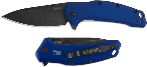 Kershaw Link 1776NBBW Knife Flipper Folder Assisted Opening Blue Aluminum