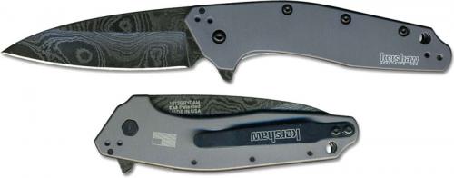 Kershaw Dividend 1812GRYDAM Limited Damascus Flipper Folder Assisted Opening Gray Aluminum