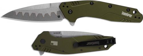 Kershaw Dividend 1812OLCB - Composite Blade - Olive Aluminum - SpeedSafe Assist - Flipper Folder - USA Made