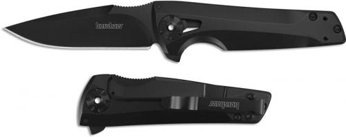 Kershaw 1988 Flythrough RJ Martin Black Oxide Drop Point Black Steel Handle KVT Flipper Folder