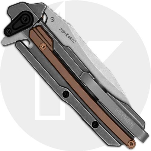 Kershaw Frontrunner 2039 Knife - D2 Stonewash Blade - KVT Bearings - Flipper Folder