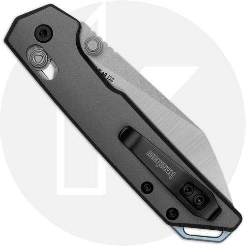 Kershaw Mini Iridium 2051R Knife - 2-Tone D2 Reverse Tanto - KVT Bearings - Gray Aluminum