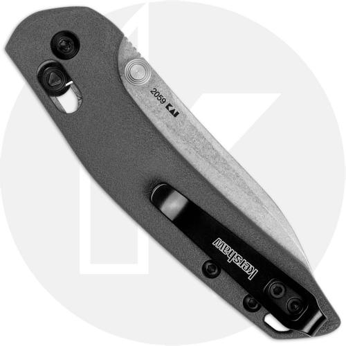 Kershaw Duster 2059 Knife - Stonewash 8Cr13MoV Modified Sheepsfoot - KVT Bearings - Charcoal Gray GFN