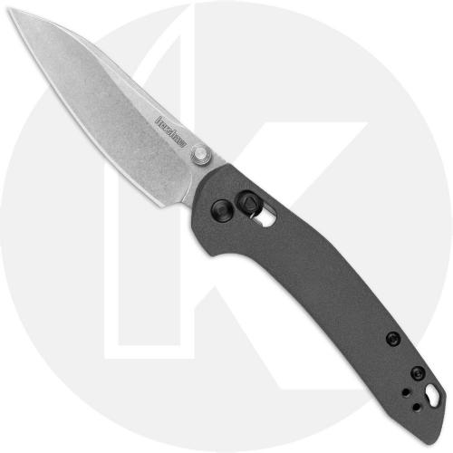 Kershaw Duster 2059 Knife - Stonewash 8Cr13MoV Modified Sheepsfoot - KVT Bearings - Charcoal Gray GFN