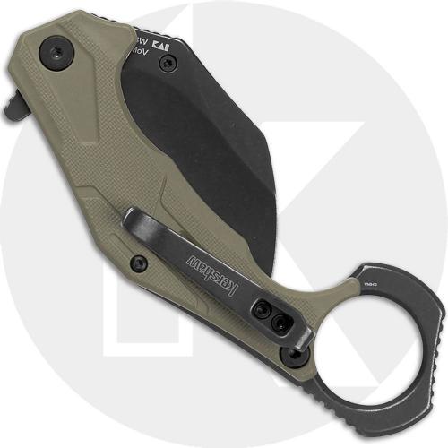 Kershaw Outlier Karambit 2064ODBW Knife - Assisted - BlackWash 8Cr13MoV Hawkbill - OD Green G10 - Flipper Folder