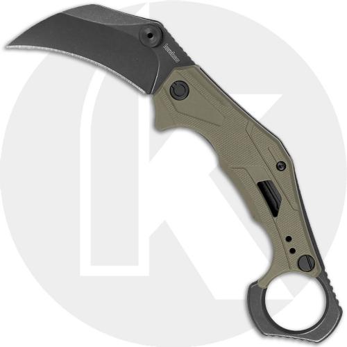 Kershaw Outlier Karambit 2064ODBW Knife - Assisted - BlackWash 8Cr13MoV Hawkbill - OD Green G10 - Flipper Folder